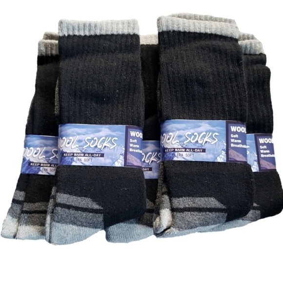 Womens 70% Merino Wool Hiking Socks Warm Winter Boot Crew Socks Cushion 5-Pair